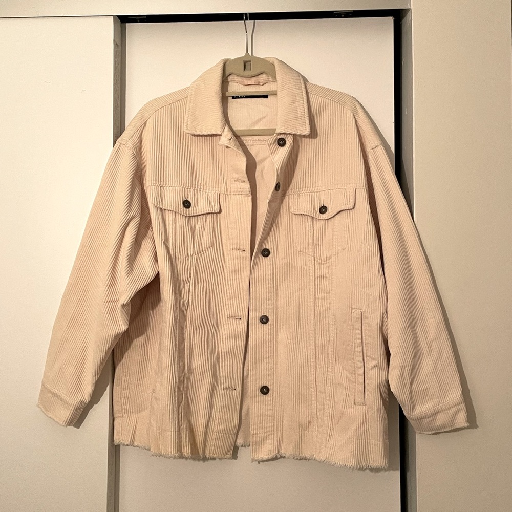 Zara cream oversize corduroy shirt jacket